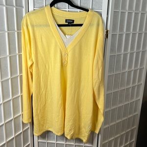 Avenue Woman’s Sweater Yellow Long Sleeve 22/24 New!
